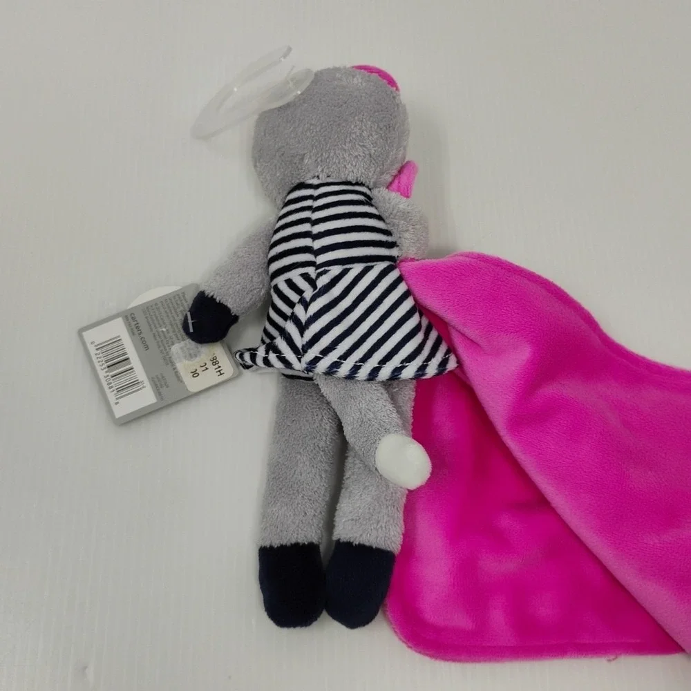 Carters Cuddle Blanket Plush‎ Kitty Cat Pink Gray Navy Baby Lovey w Rattle 2013